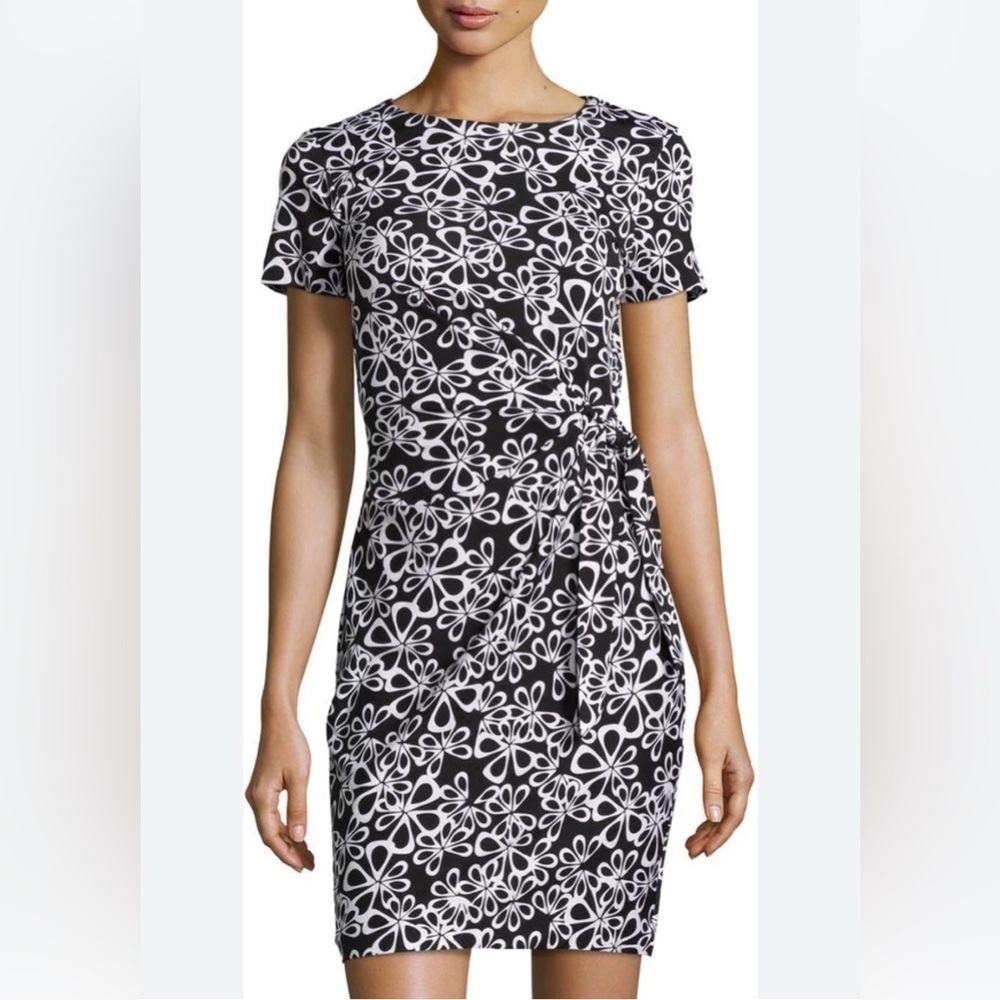 Diane von Furstenberg Zoe Halo Petal Sheath Dress Black White Size 8